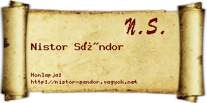 Nistor Sándor névjegykártya